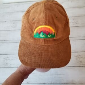 Beechfield Heritage Corduroy Embroidered Rainbow Mountain Detail Baseball Cap